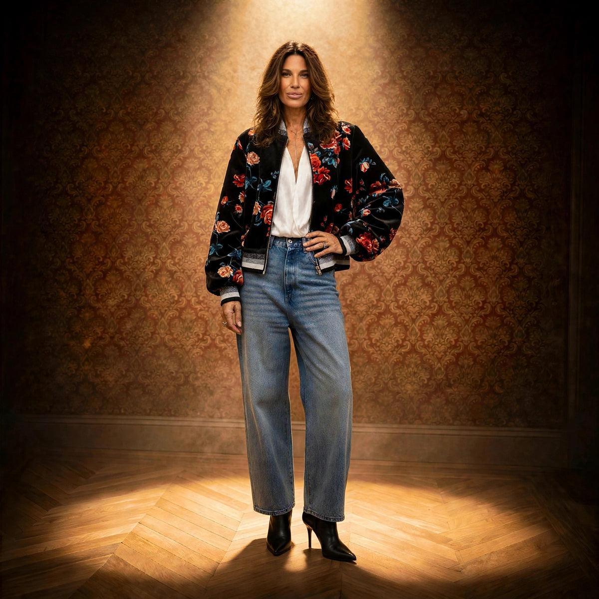 BELLAVITIS - COMPLETO BOMBER E GONNA VELVET FLOWERS