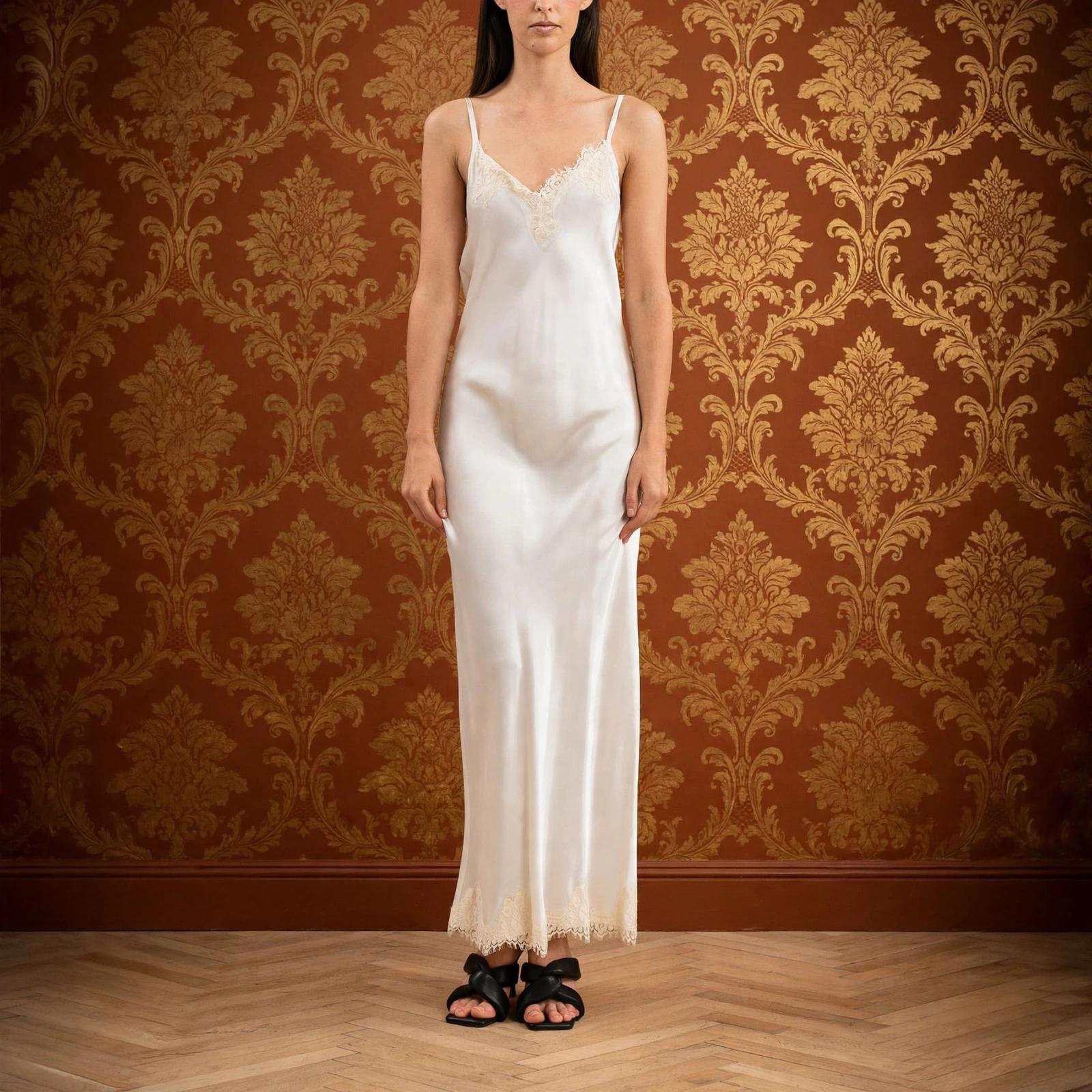 Slip dress Claudia in Viscosa con Pizzo PINK MEMORIES